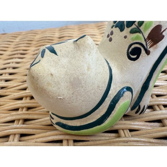 Vintage MCM Tonala Mexican Art Pottery Stretching Cat Kitty Hand Painted Floral - Picture 7 of 12